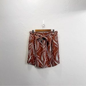 Loft Outlet Brown Paisley Tie Waist Skirt Size Medium Summer Coastal